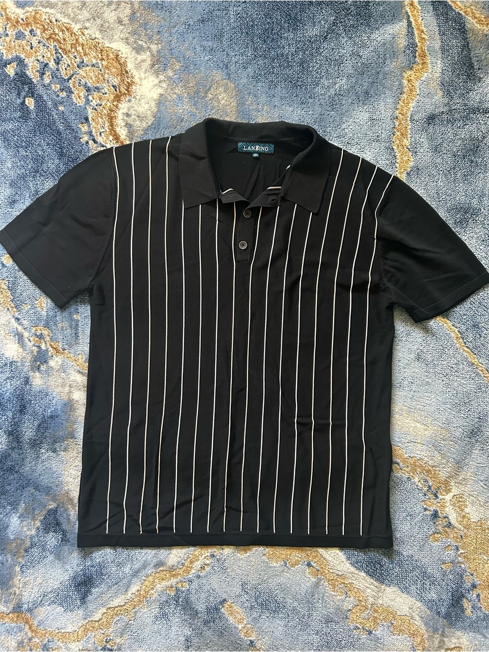 Men’s Black Striped Polo Shirt